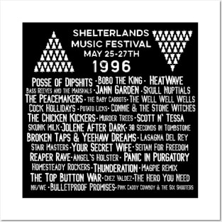 Shelterlands Music Festival - BANDS - White Posters and Art